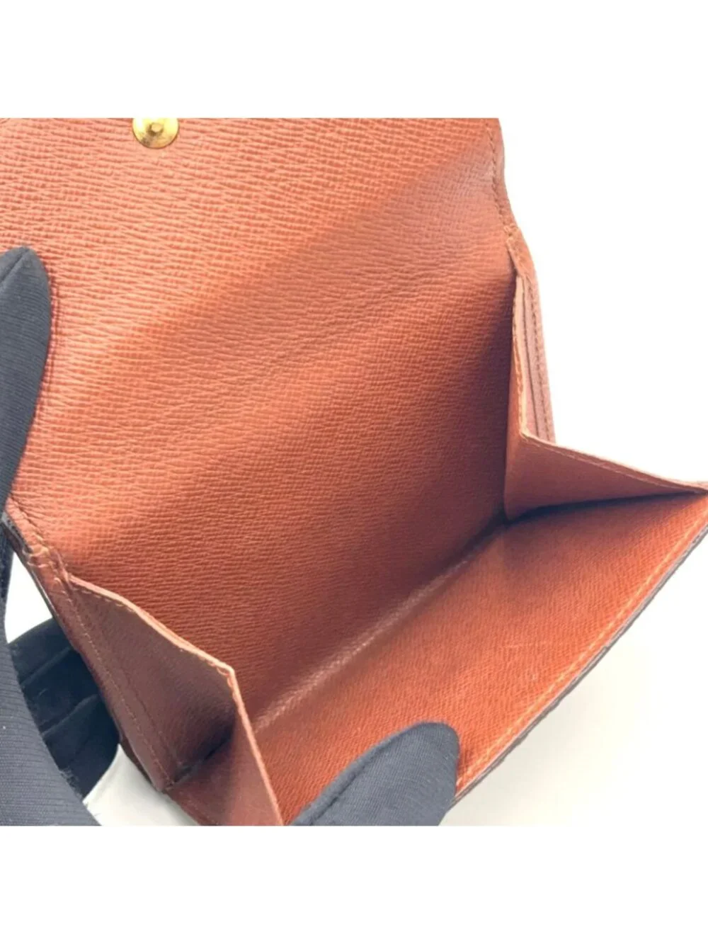 Louis Vuitton Portefeuille Elise Monogram Hook Leather Brown Trifold Wallet Gold